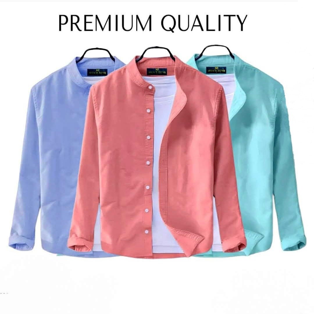 img_6860305b12efc 3 pcs Combo Men's Ban Collar Cotton Shirt - Image 1